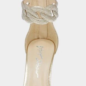 Betsey Johnson Gold Heels with Rhinestone Detail